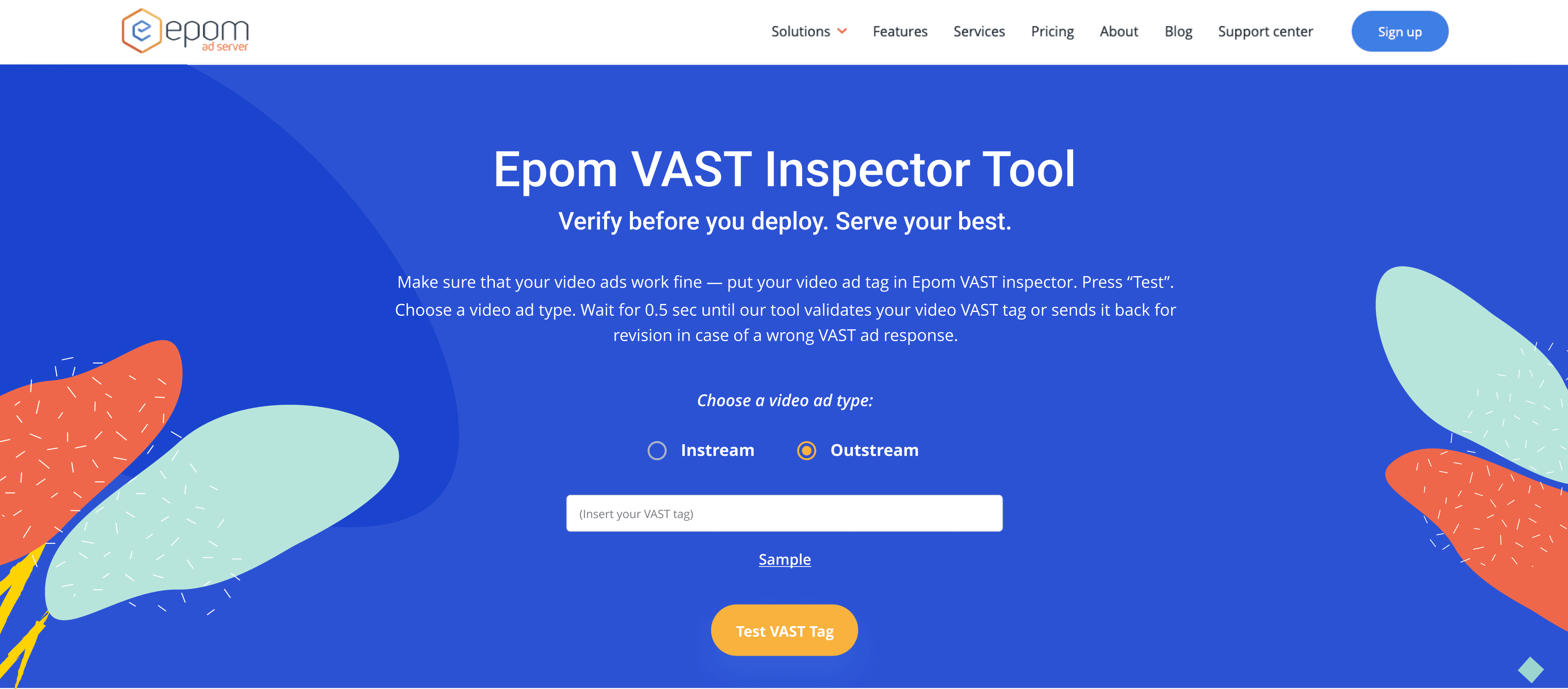 The old Epom VAST Inspector Tool page