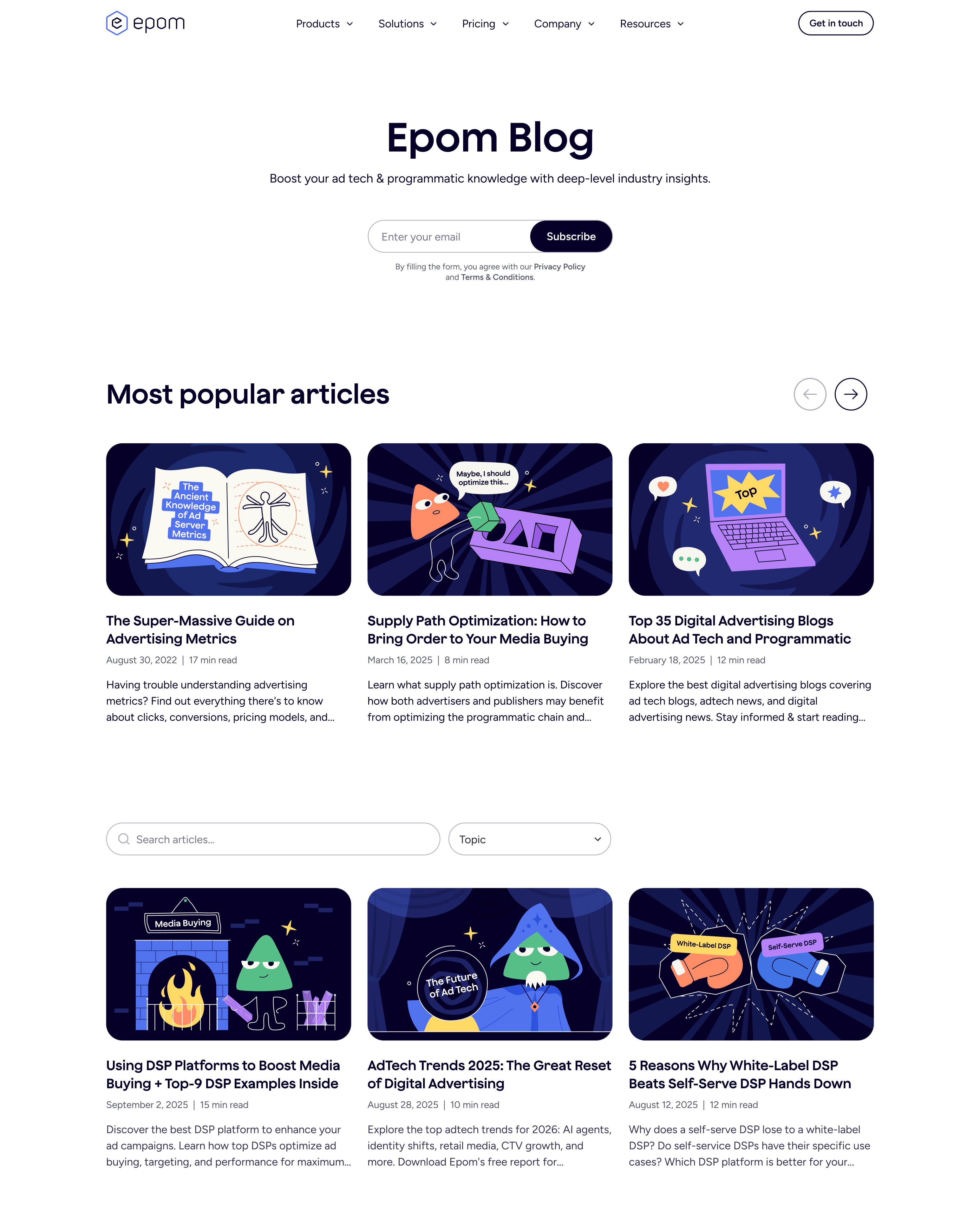 Blog: the redesigned Epom blog index, full length