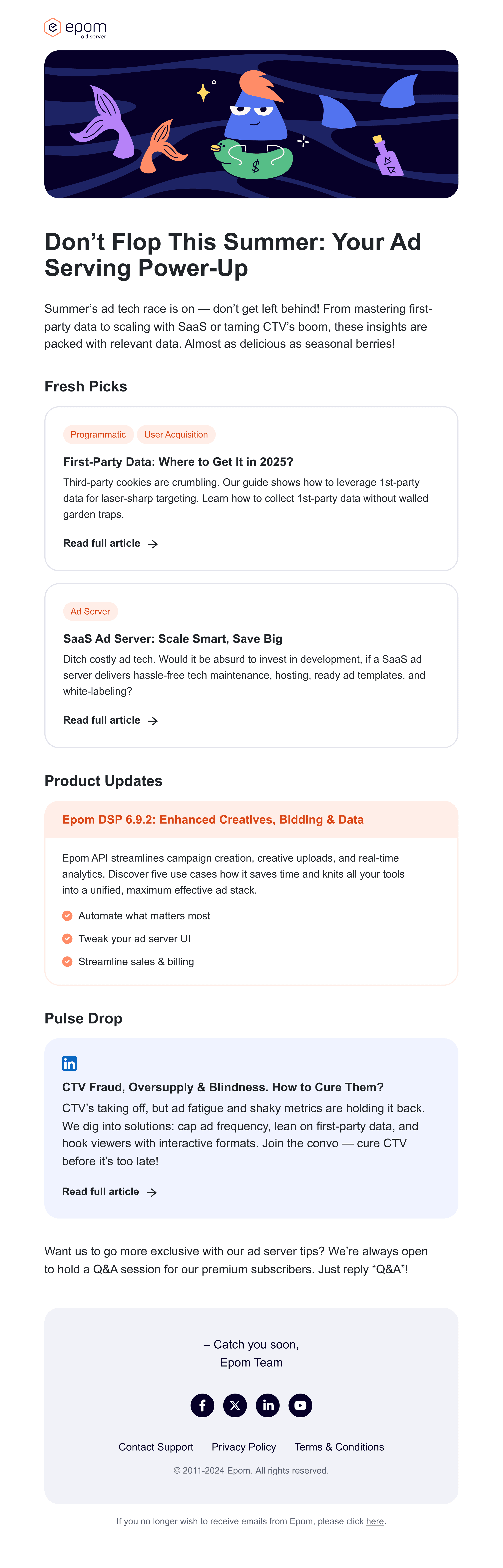 “Don't Flop This Summer: Your Ad Serving Power-Up” email