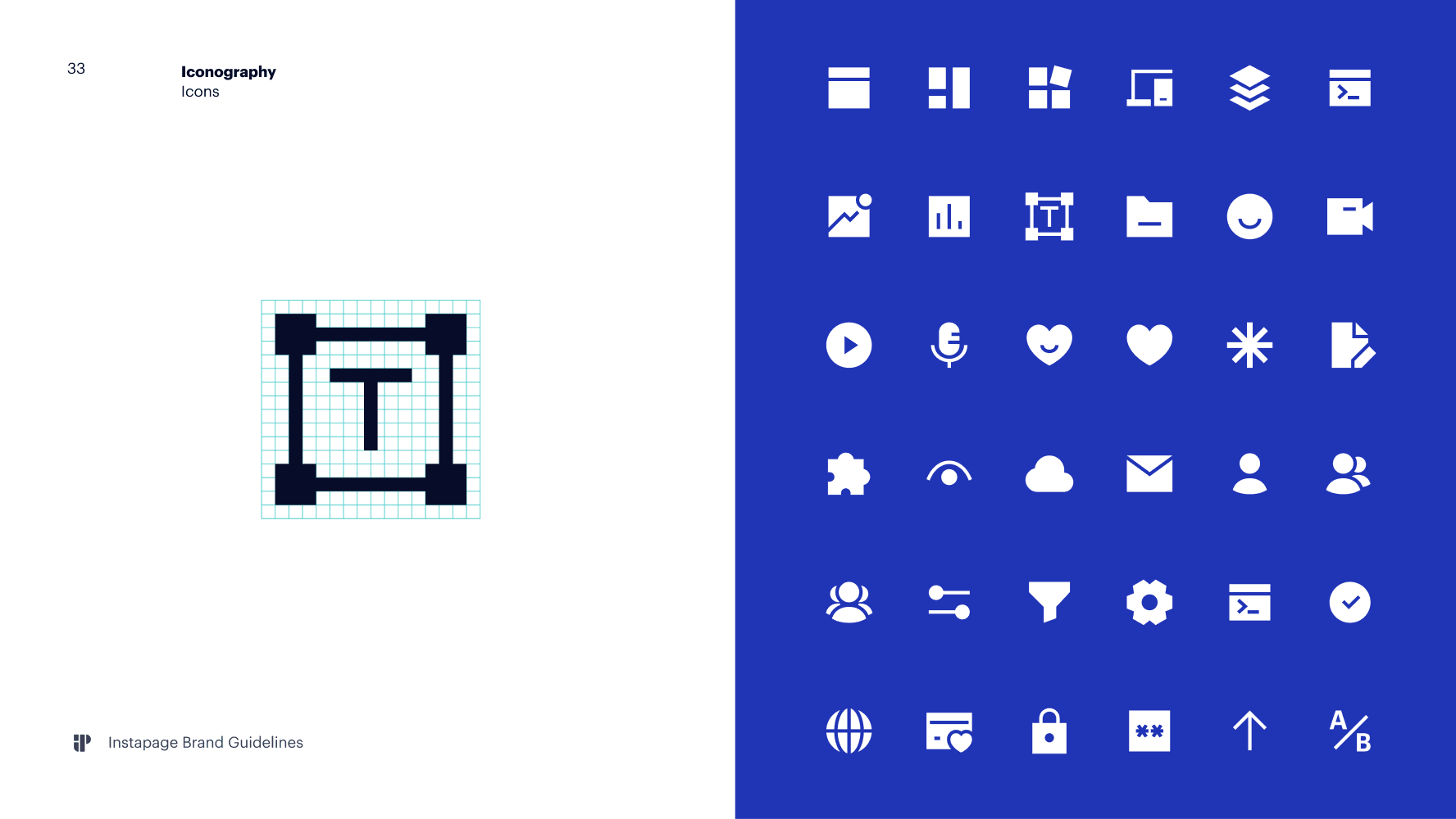 The full icon set on navy