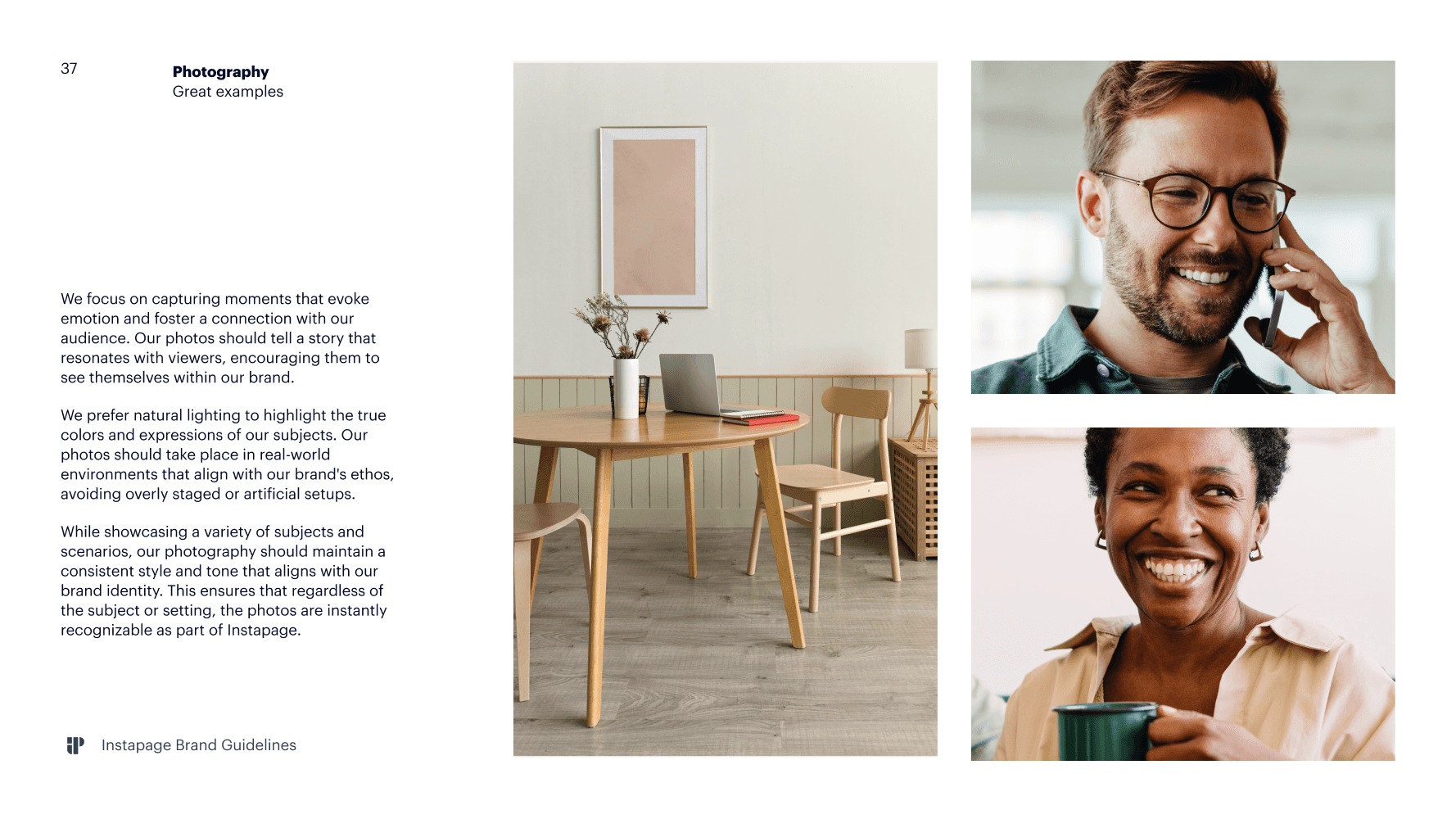 More photography examples: an interior and two portraits