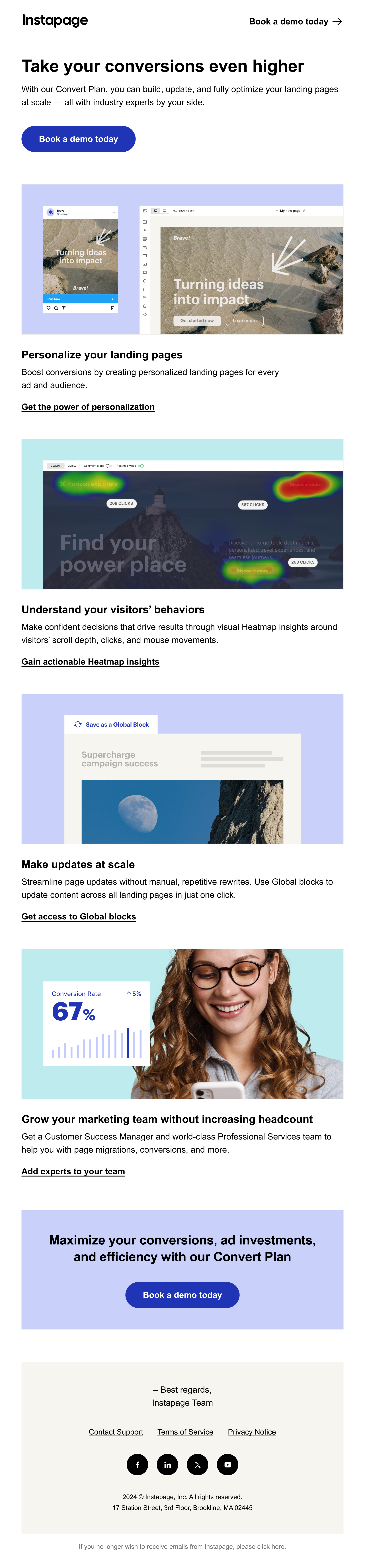 “Take your conversions even higher” onboarding email