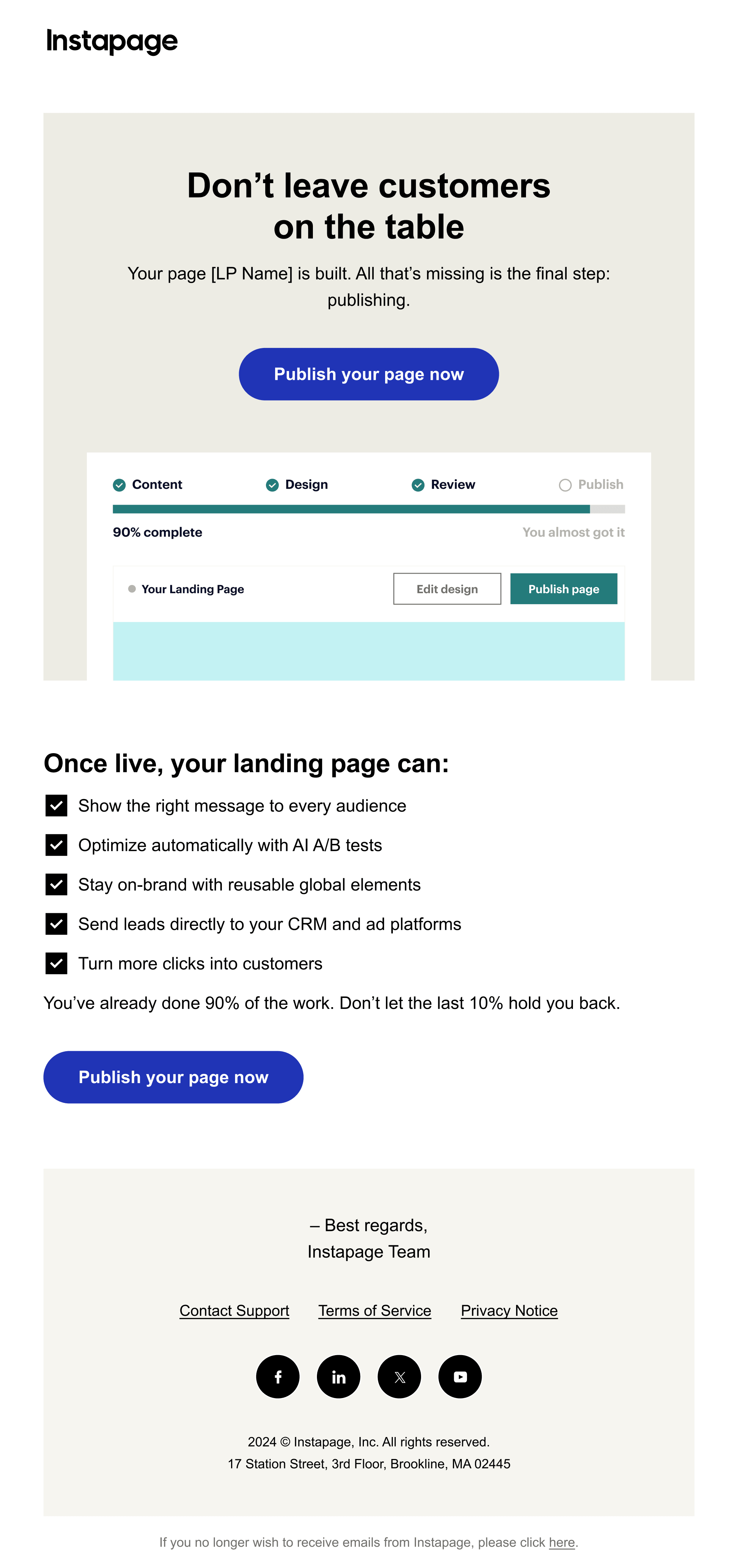 A second reminder email highlighting plan benefits